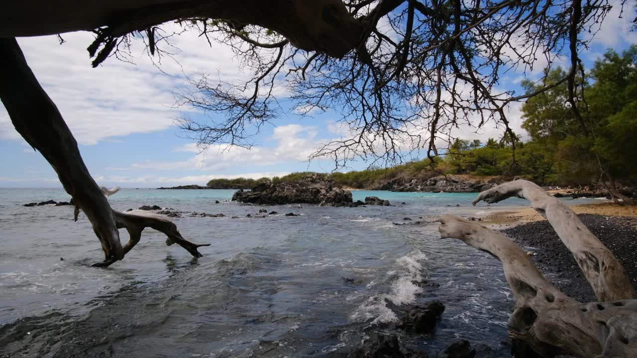 夏威夷大岛西海岸的田园诗般的海滩视频下载