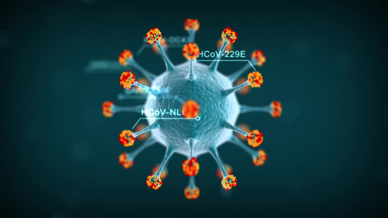 covid-19不同变异株。幻想科学3d动画背景视频下载