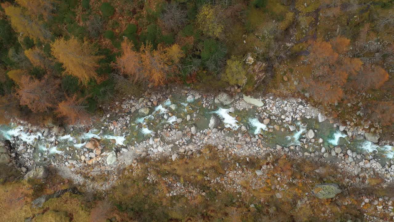 秋天鸟瞰山河视频素材