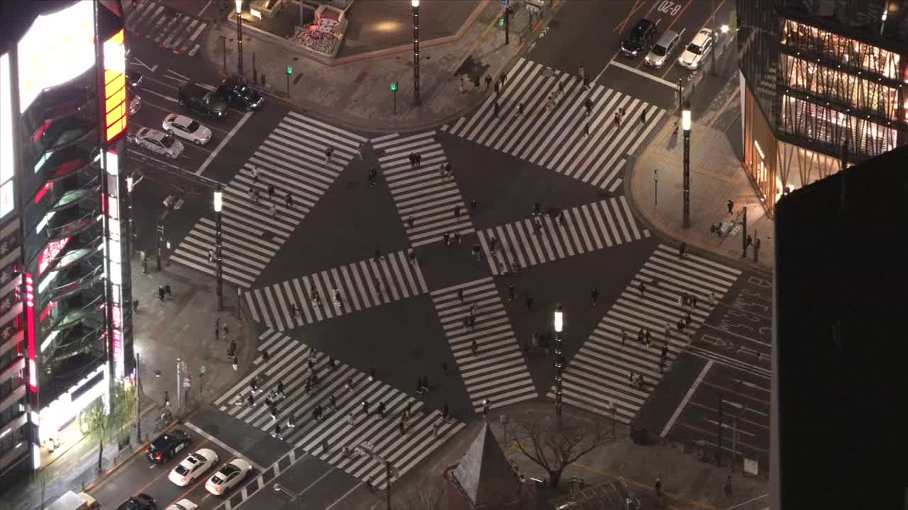 日本东京，数喜屋桥夜景视频素材