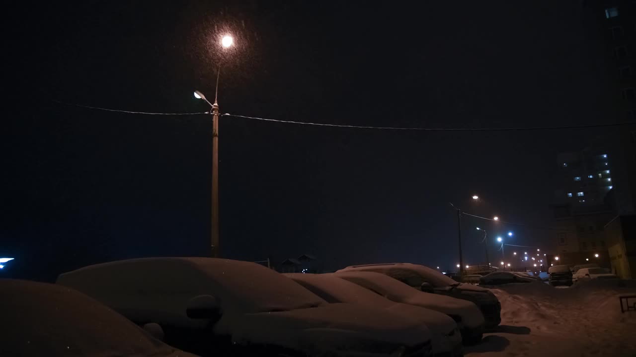 夜城下大雪视频素材