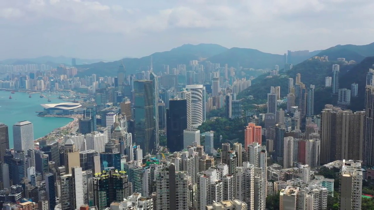 晴天香港市区维多利亚港交通全景图4k视频素材