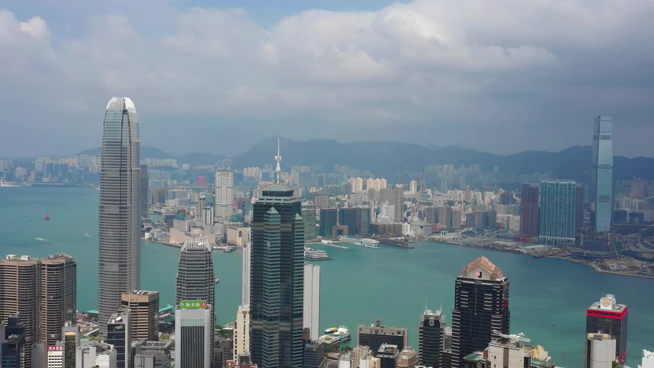 晴天香港市区维多利亚港交通全景图4k视频素材