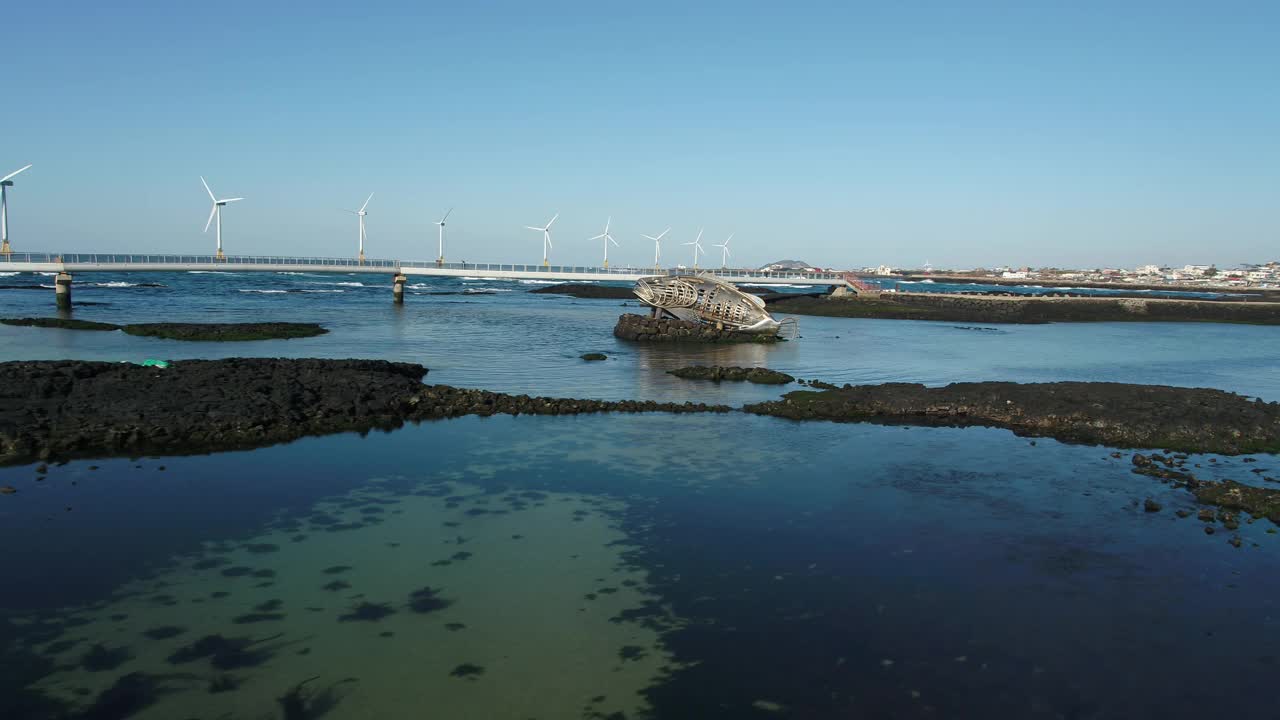 风力涡轮机/韩国济州岛视频素材