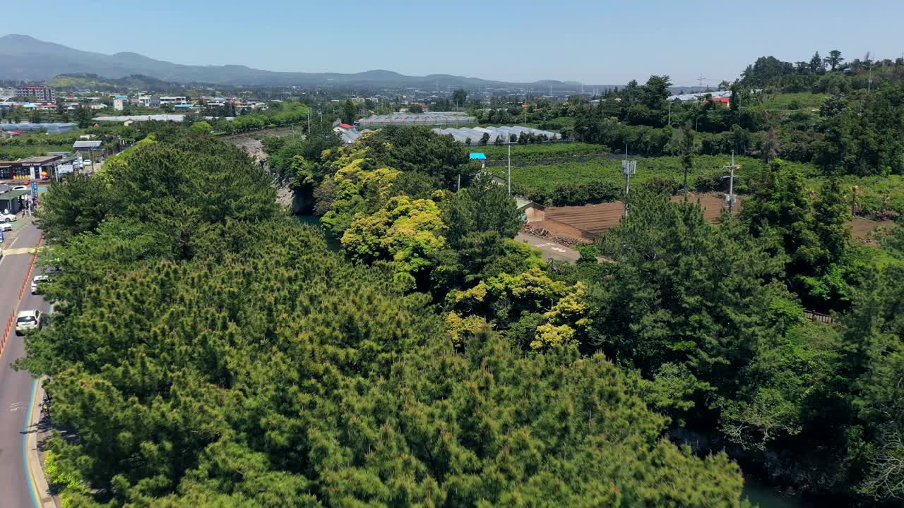 韩国济州岛西归浦市肃石谷河口风景视频素材