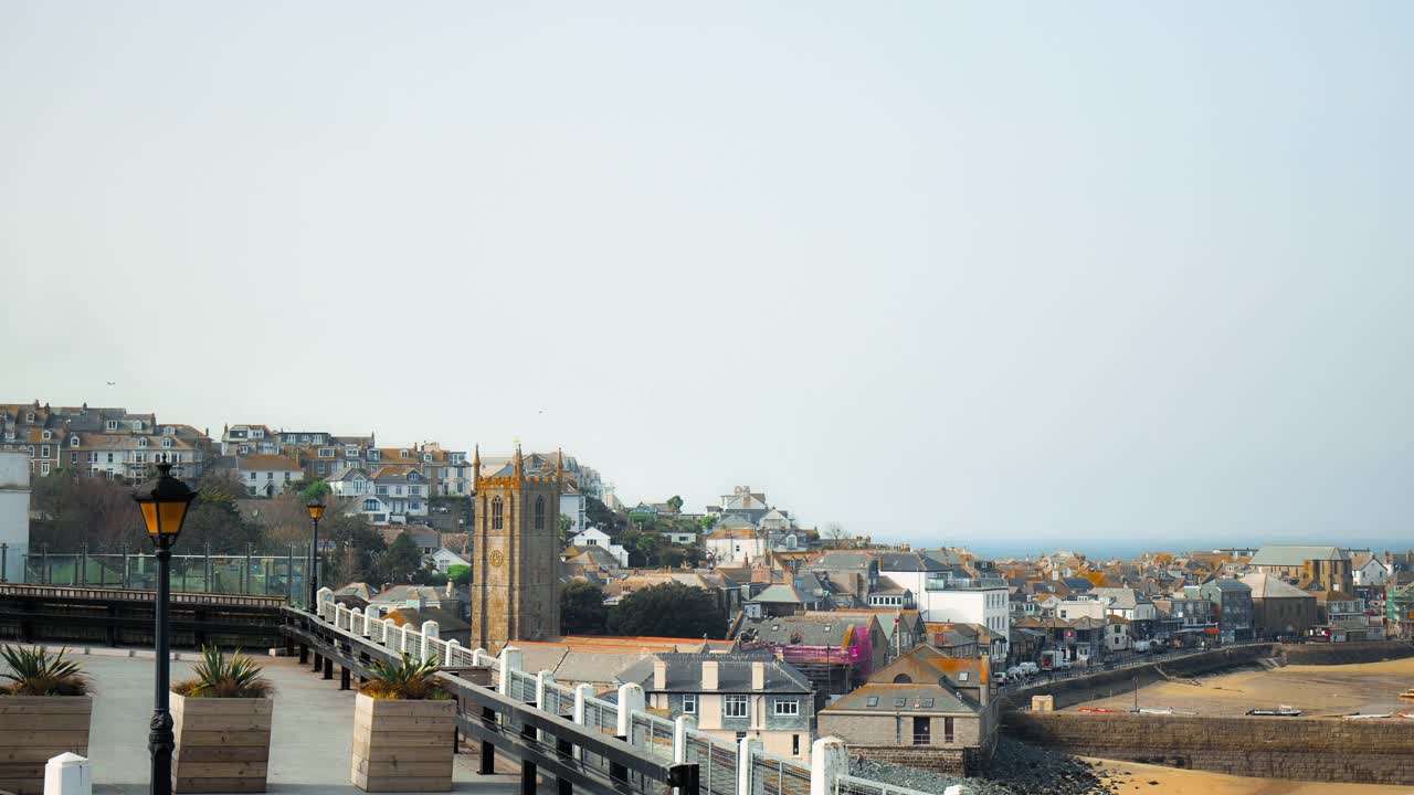 圣艾夫斯岬，Porthgwidden海滩，Bamaluz海滩，圣艾夫斯港，康沃尔，英国。视频素材