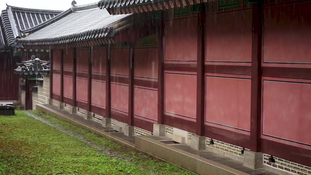 雨天的昌德宫瓦片/韩国首尔钟路区视频素材