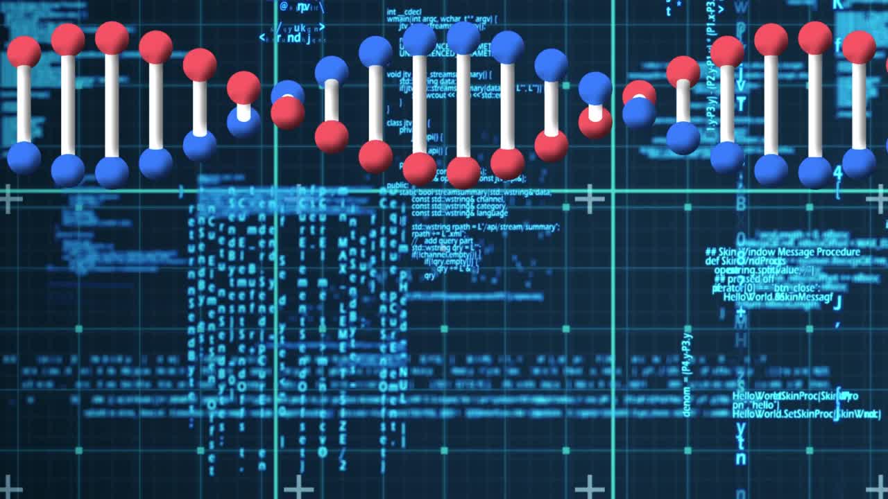利用连接网络和dna链进行数据处理的动画视频素材