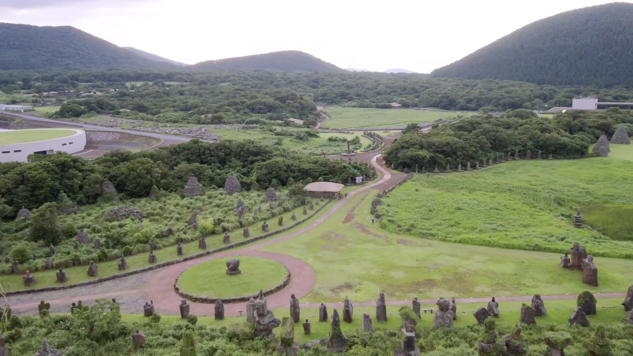 秋天的九川郡济州石公园日落景色/济州岛济州岛视频素材