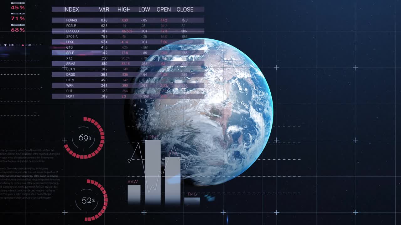 全球数据处理和统计的动画视频素材