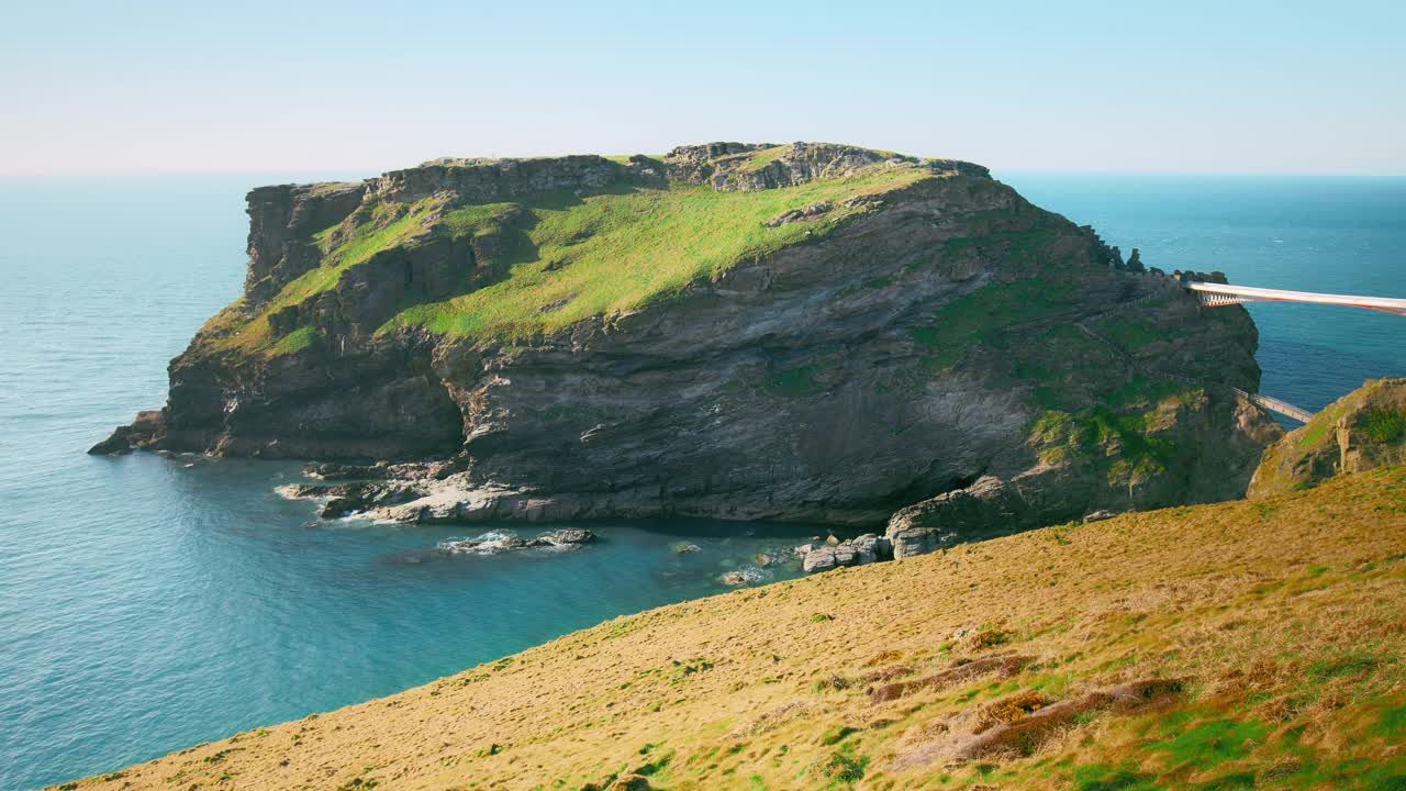 廷塔格尔城堡桥，康沃尔岛，英国，4K。视频素材