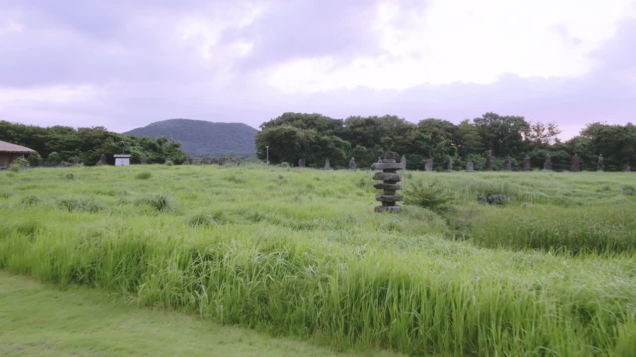 秋天的九川郡济州石公园日落景色/济州岛济州岛视频素材