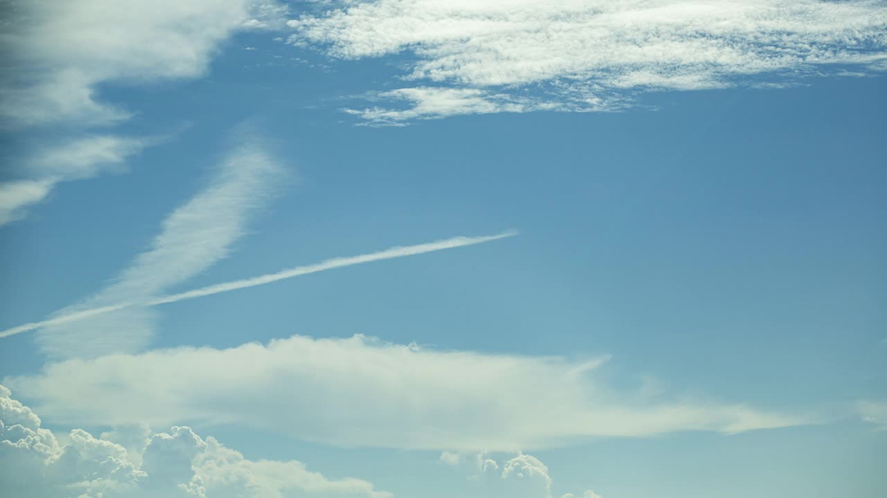 时光流逝在天空中拍摄云朵，平稳移动。视频素材