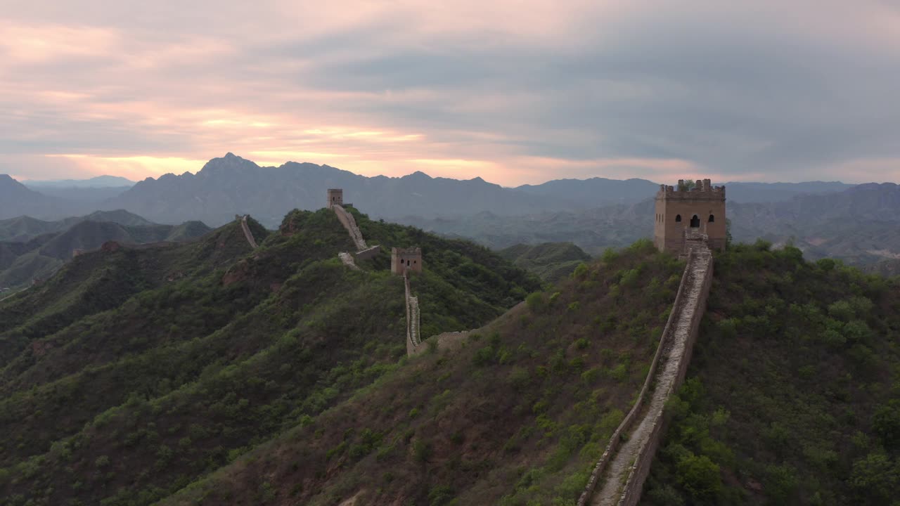 中国长城鸟瞰图视频下载