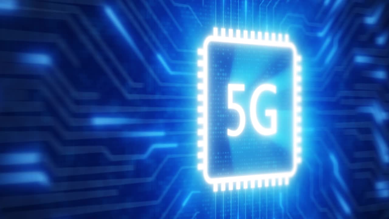 处理器5G单元在印刷电路板上视频素材