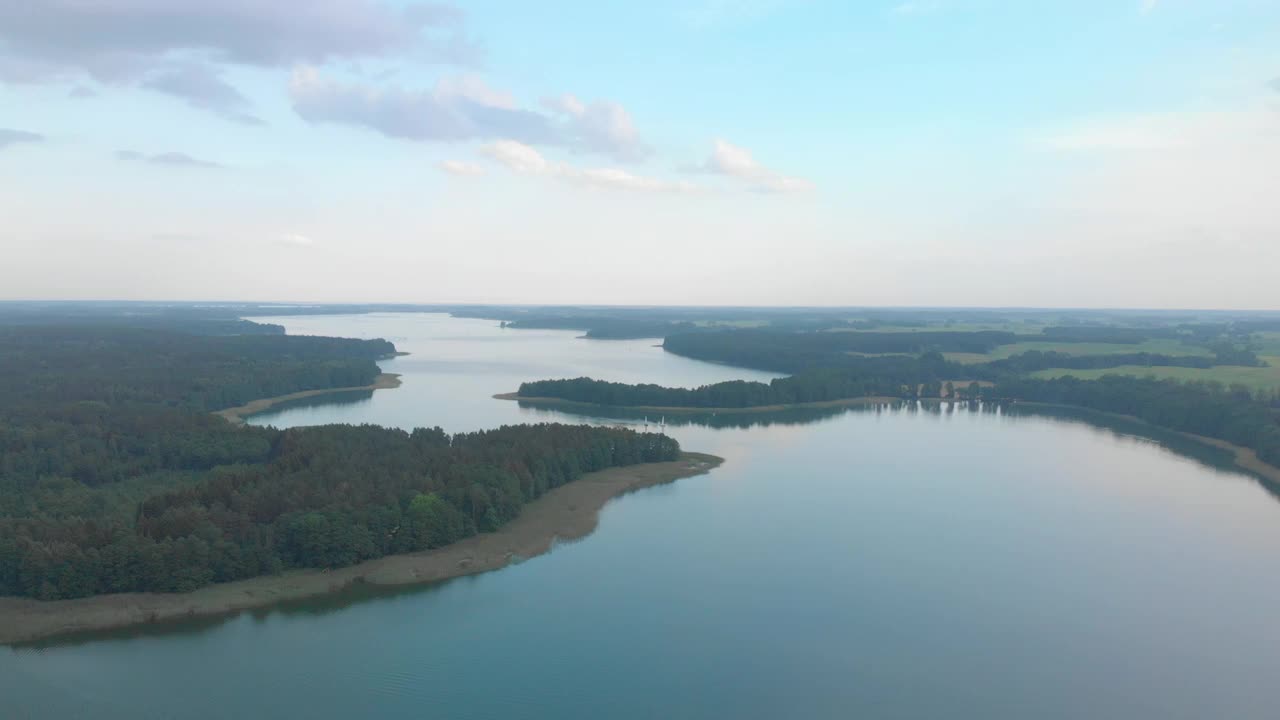 夏日美丽湖泊全景(航拍)视频素材