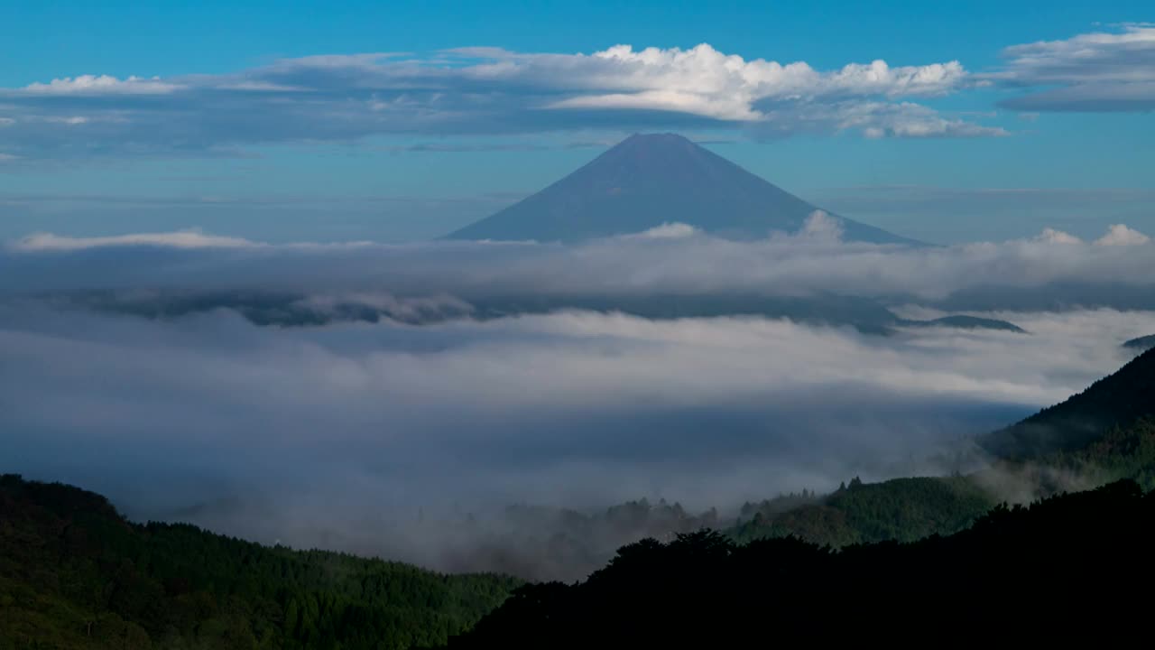 从箱根Daikanzan拍摄的富士山黎明时的延时视频视频素材