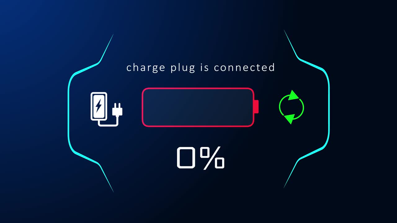 电动汽车电池指示灯充电技术动画。视频素材