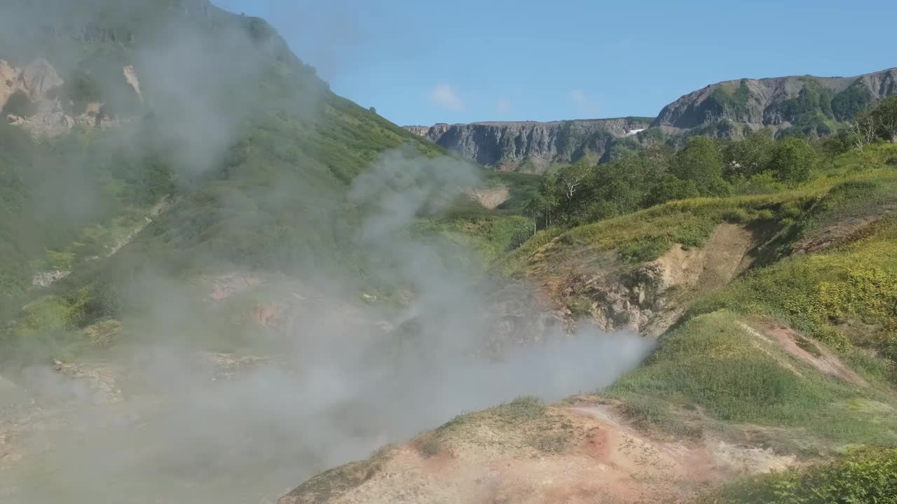 间歇泉谷中的温泉和喷气孔视频素材