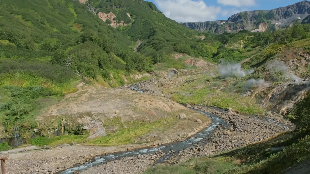 间歇泉谷中的温泉和喷气孔视频素材