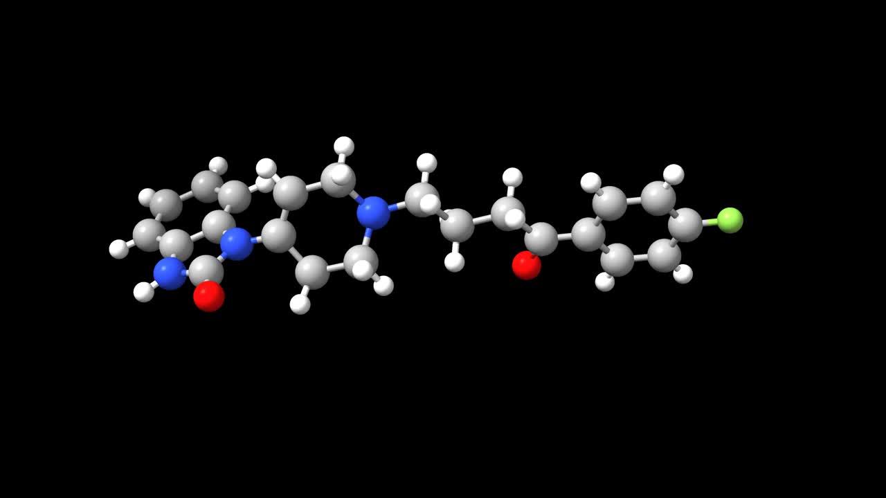 动画球棍和空间填充模型的抗精神病药droperido视频素材