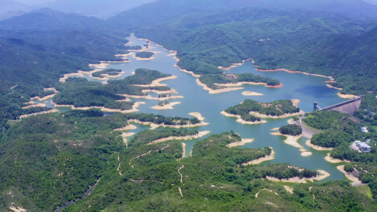 鸟瞰香港大榄涌水塘视频素材