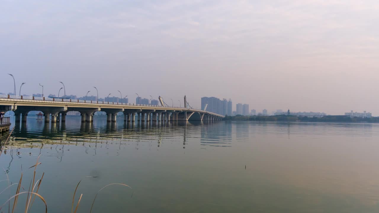 夜晚的丽湖大桥横跨太湖视频素材