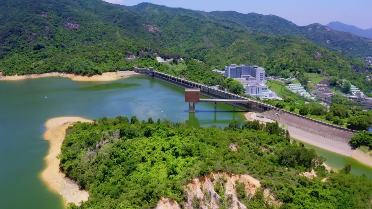 鸟瞰香港大榄涌水塘视频素材