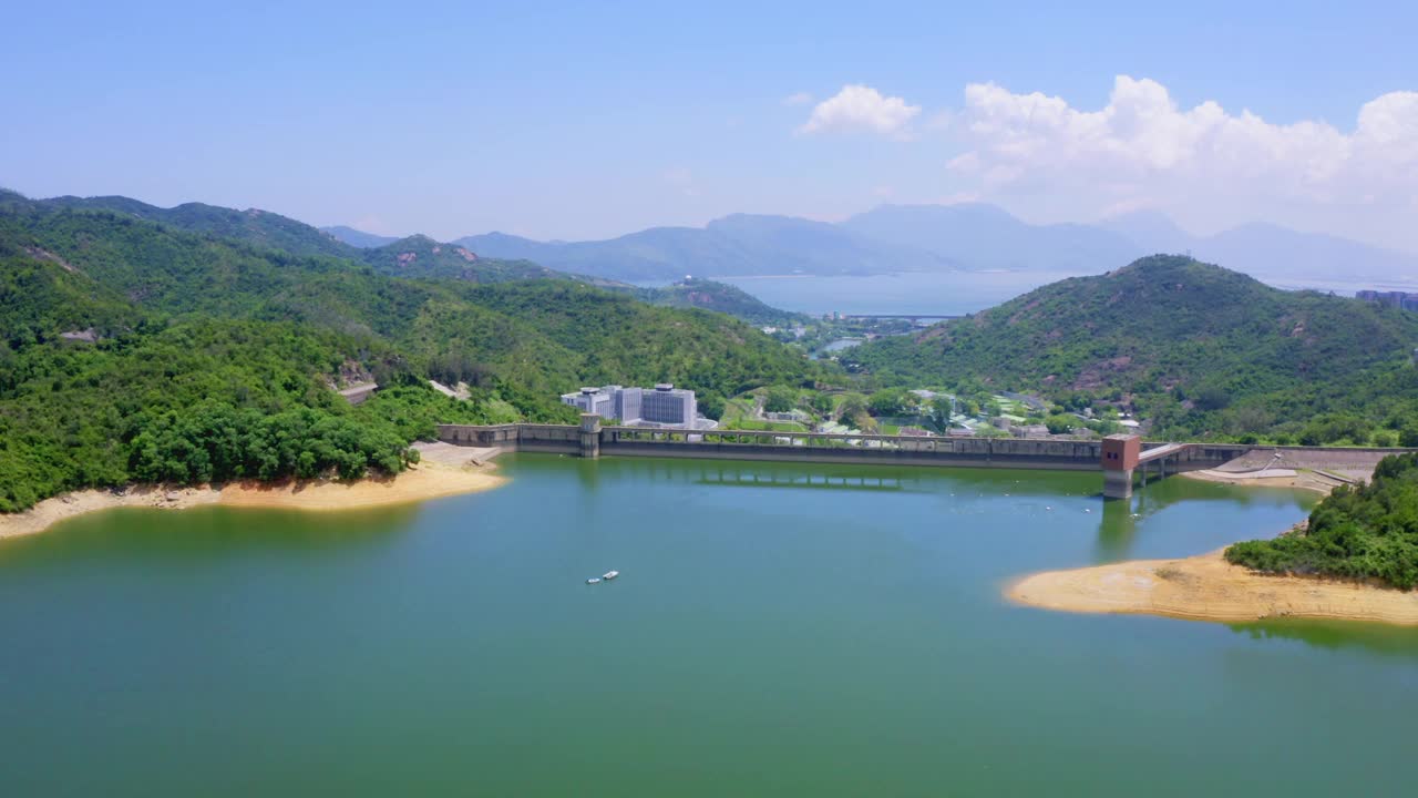 鸟瞰香港大榄涌水塘视频素材