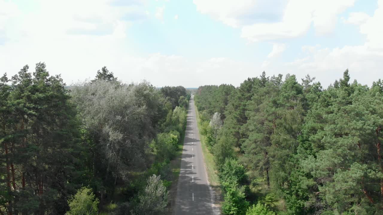 森林里的空车路。运输的概念。山区高速公路视频素材