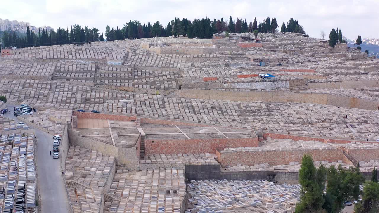 航拍耶路撒冷犹太墓地，吉瓦特绍尔视频素材