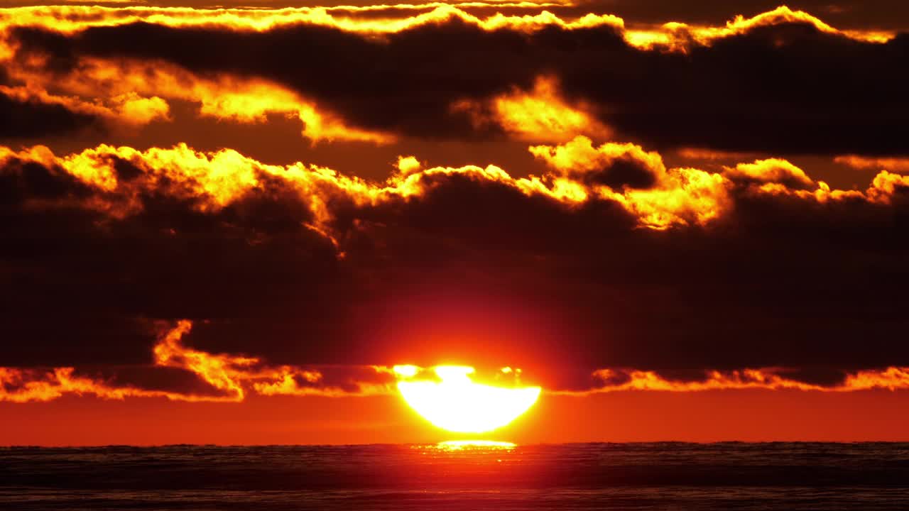 夕阳与海洋的倒影视频素材