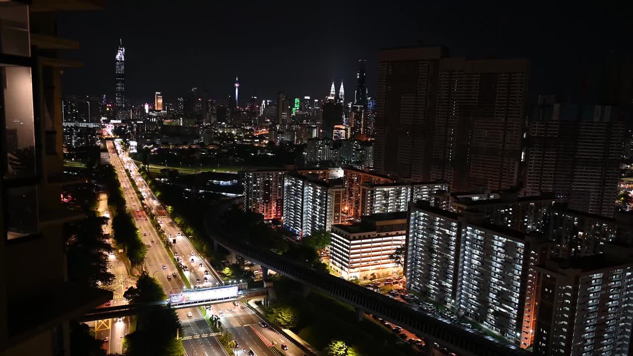 吉隆坡城市夜景天际线视频素材