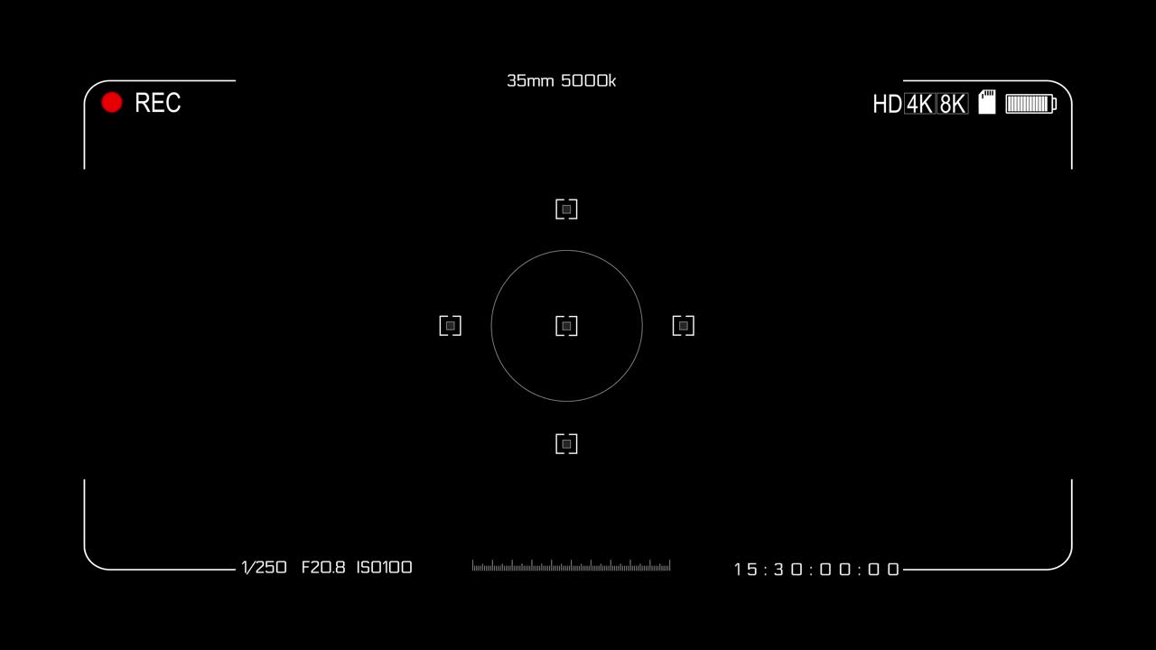 摄像机帧取景器屏幕录像机数字显示界面动画。视频素材