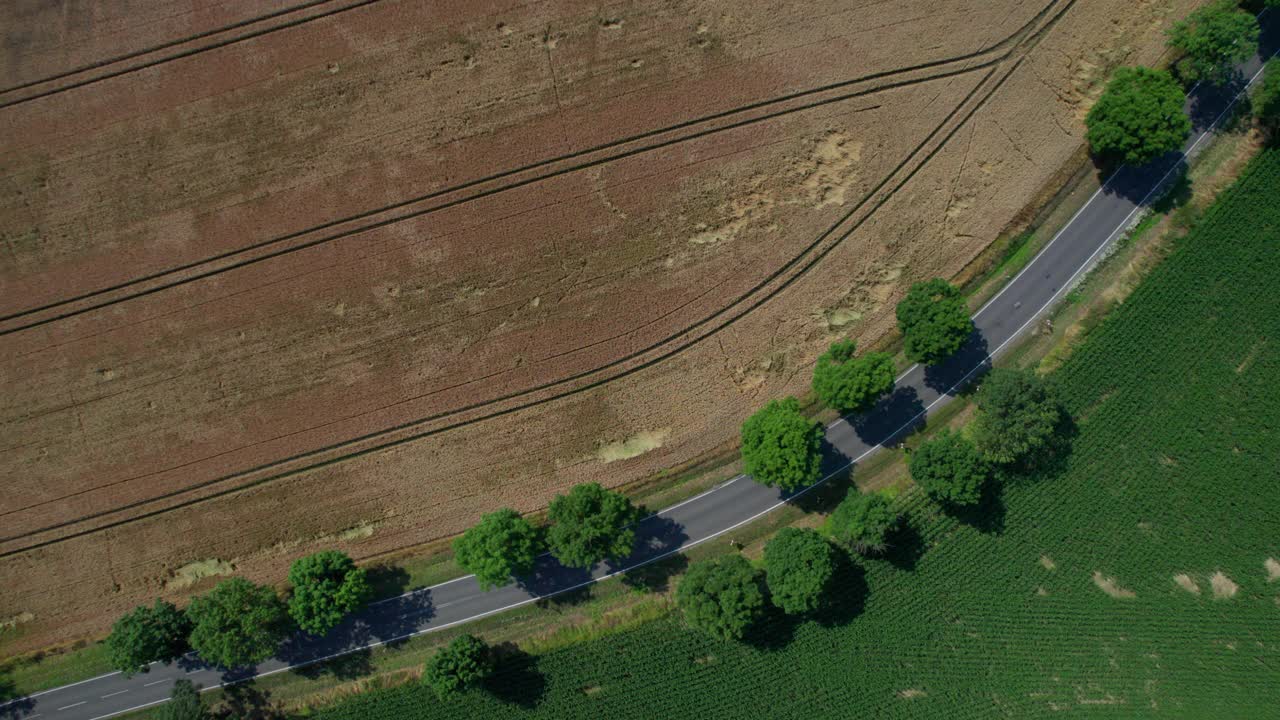 乡村景观中的乡村道路(空中、环形)视频素材