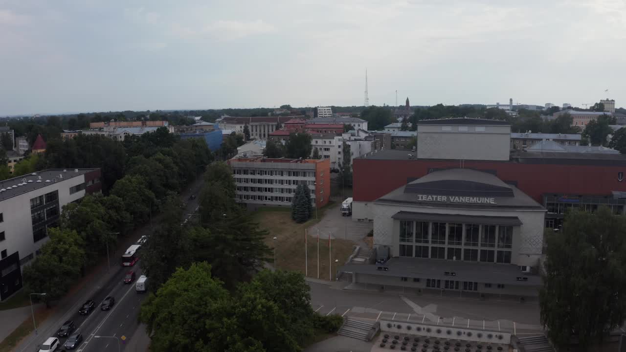 爱沙尼亚塔尔图镇的城市景观。塔尔图学生城市的鸟瞰图。视频素材