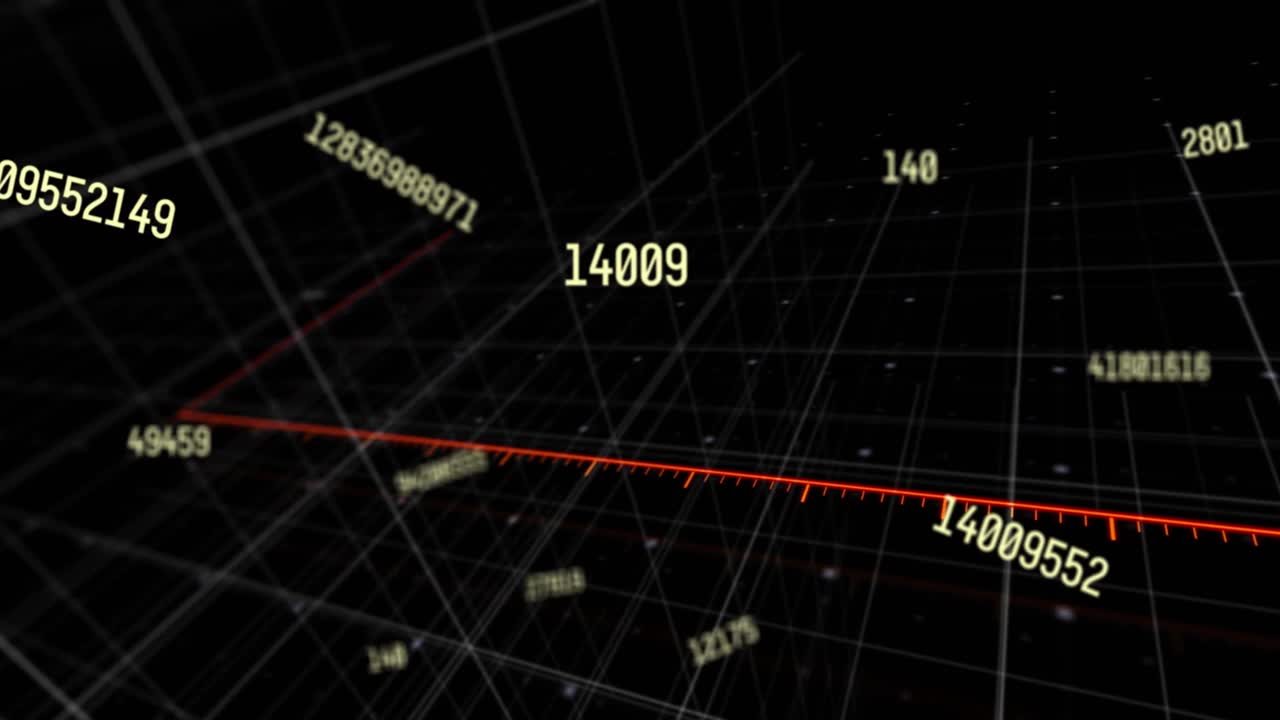 动画水平的文本在网格和数据处理视频素材