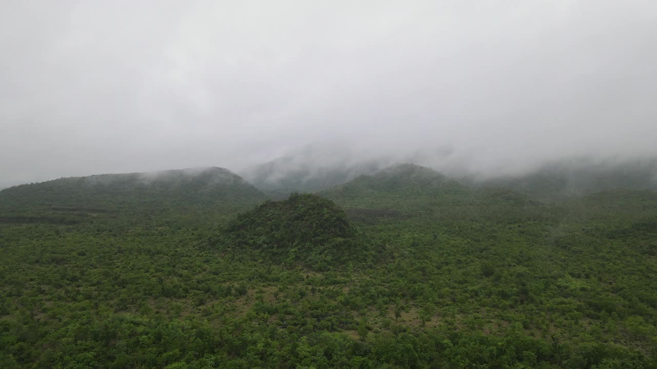 雨后飞过绿色的大自然，航拍视频素材