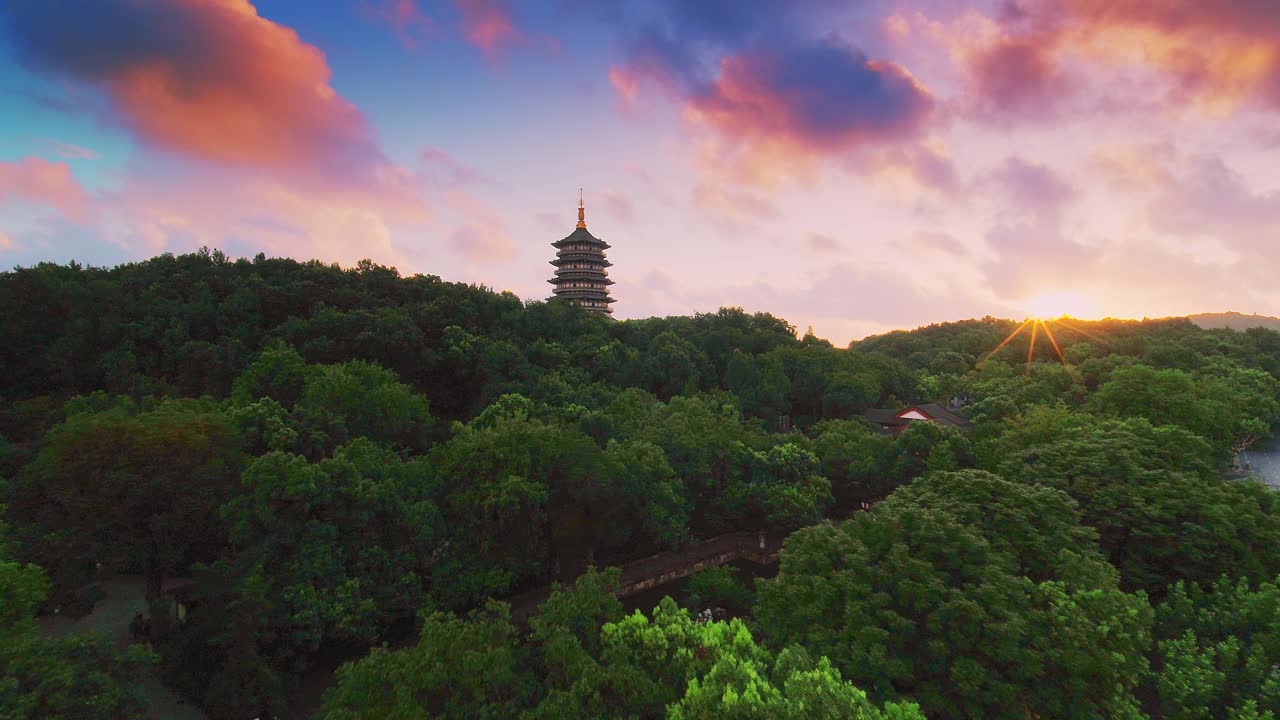 鸟瞰雷峰塔视频下载