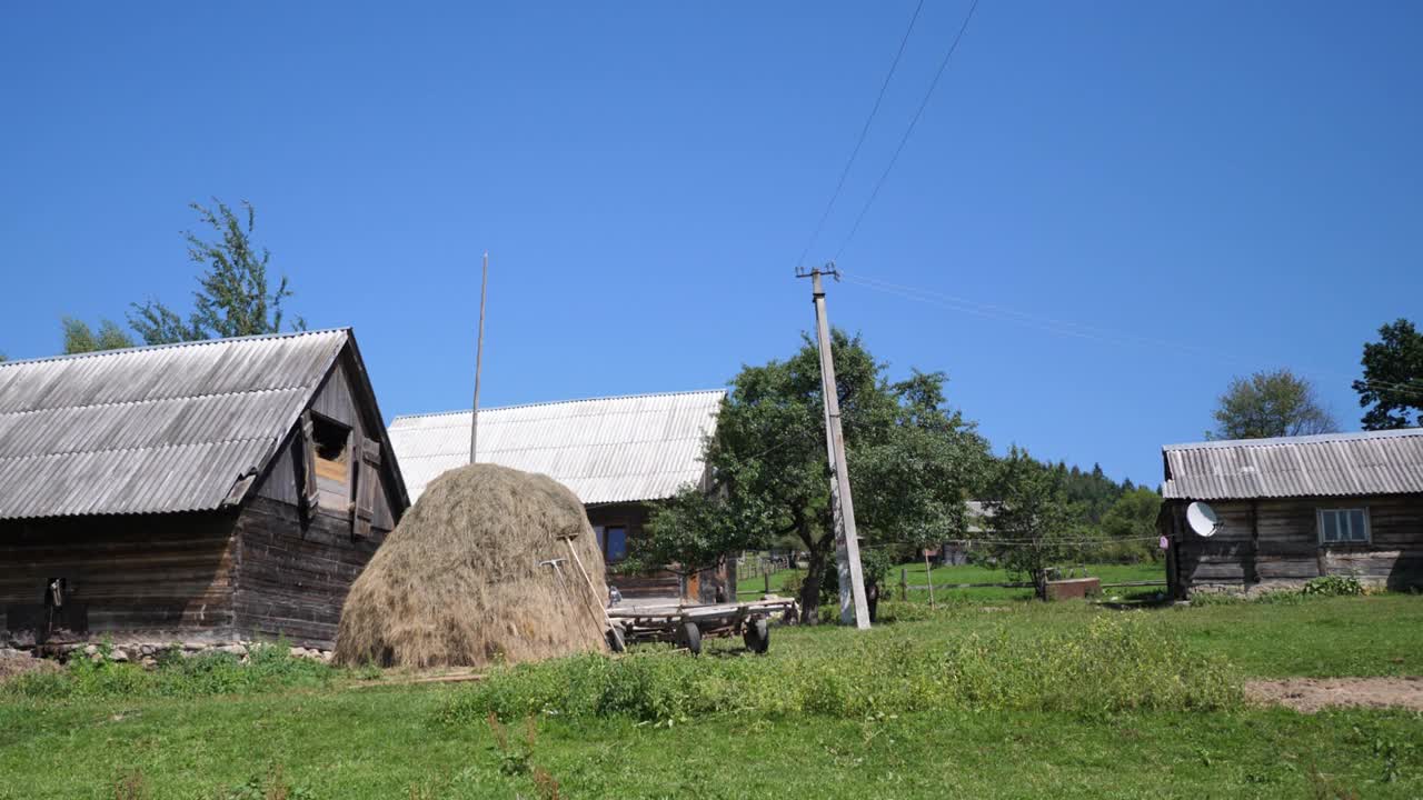 乌克兰Karpaty山村，落叶和针叶林和野生动物的背景视频素材