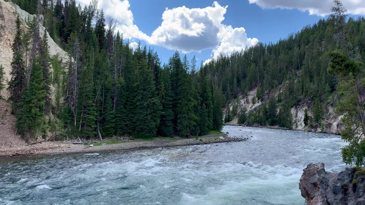 黄石河和黄石峡谷的下游瀑布视频素材