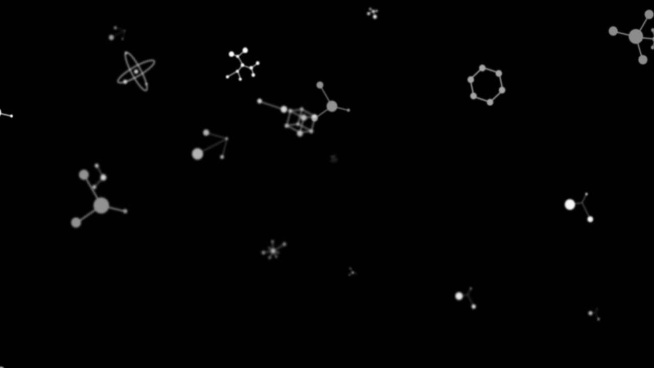 分子在发光的氖条纹上旋转的动画视频素材