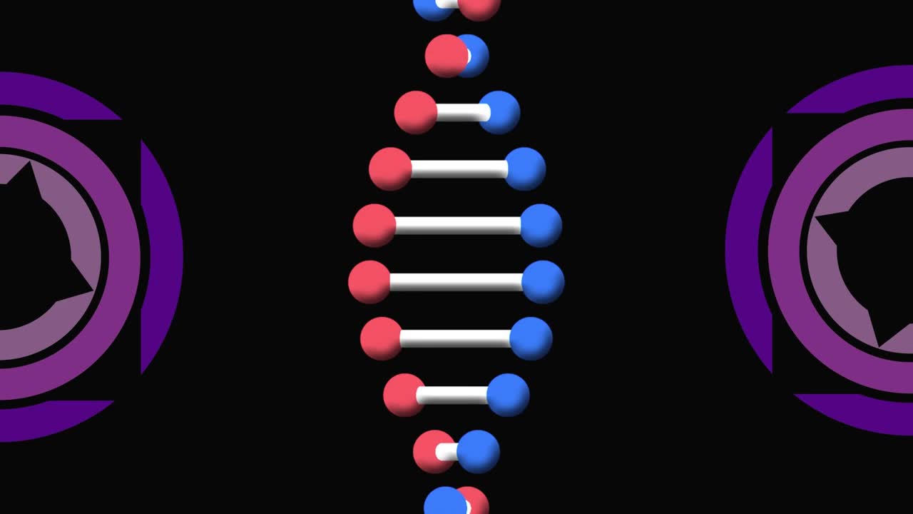 显微镜扫描和dna链旋转的动画视频素材