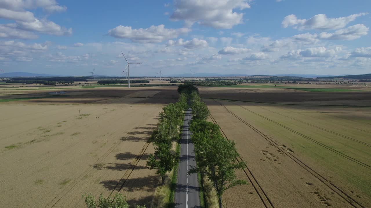 乡村景观中的乡村道路(空中)视频素材