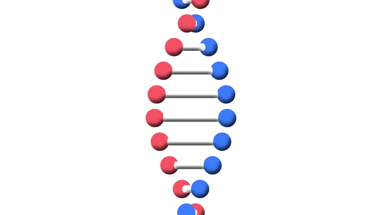 动画的dna链旋转生病的表情符号，在白色的背景视频素材