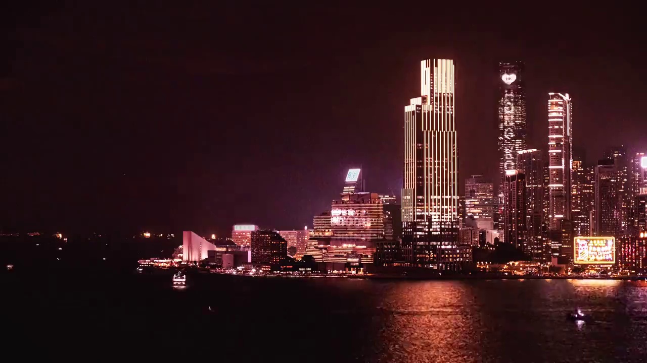 香港九龙区白天到晚上的时间流逝与橙色的日落视频素材