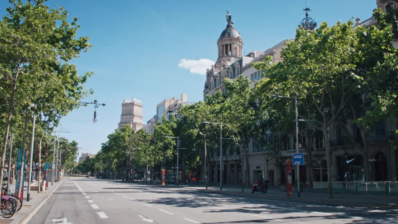 巴塞罗那 Passeig de Gràcia 空无一人视频素材