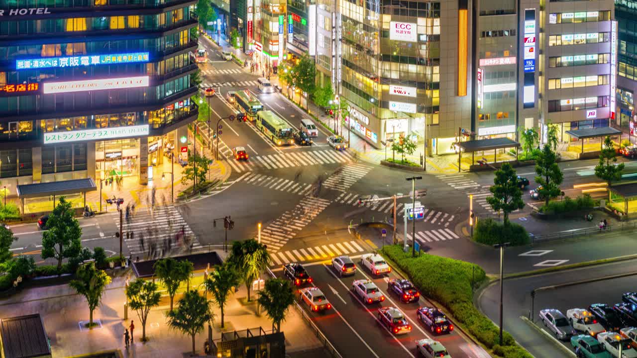 城市天际线京都日本在时间流逝视频素材