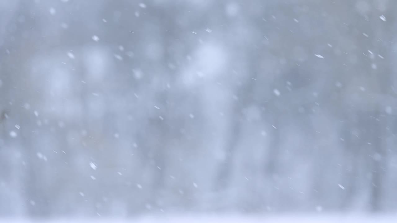 雪花飘落在冬天的慢镜头，这是一部关于雪的精彩视频。视频素材