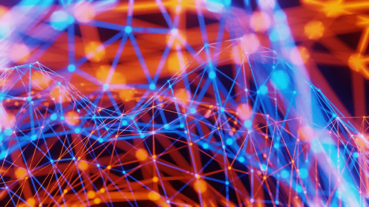 抽象未来发光Plexus几何形状网络连接背景三维渲染视频素材